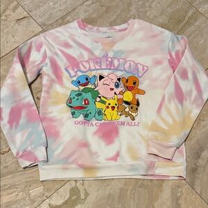 Pokemon Pink and Yellow Tie-Dye Kids Sweatshirt